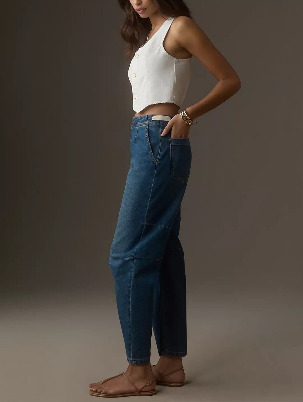 Anthro Pilcro Leni Tapered Mid Rise Barrel Jeans, 26 - Picture 2 of 14